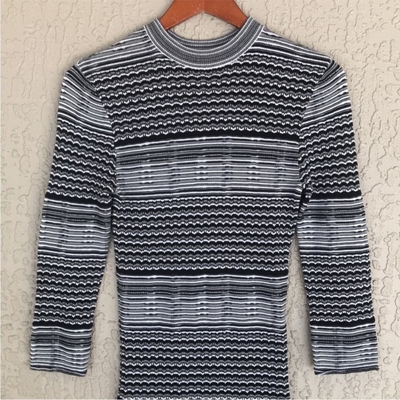 Free People Long Sleeve Fitted‎ Groovy Knit Stripe Sweater Dress - Picture 5 of 12